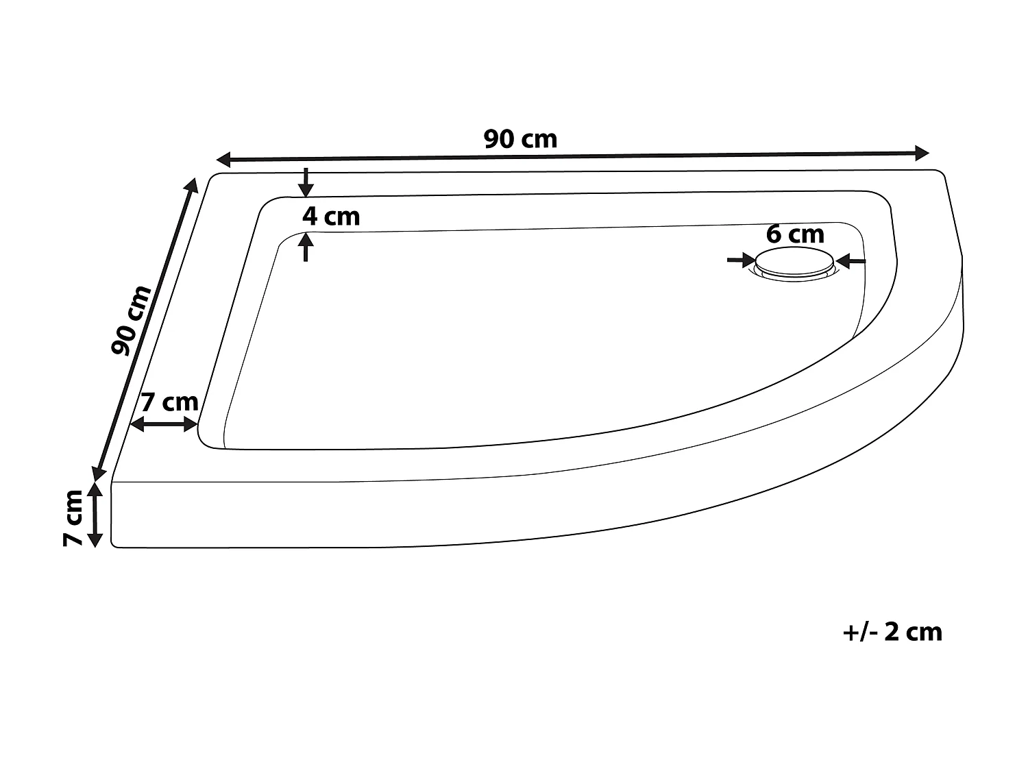 Plato de ducha SIUNA 90 x 90 x 7 cm Blanco