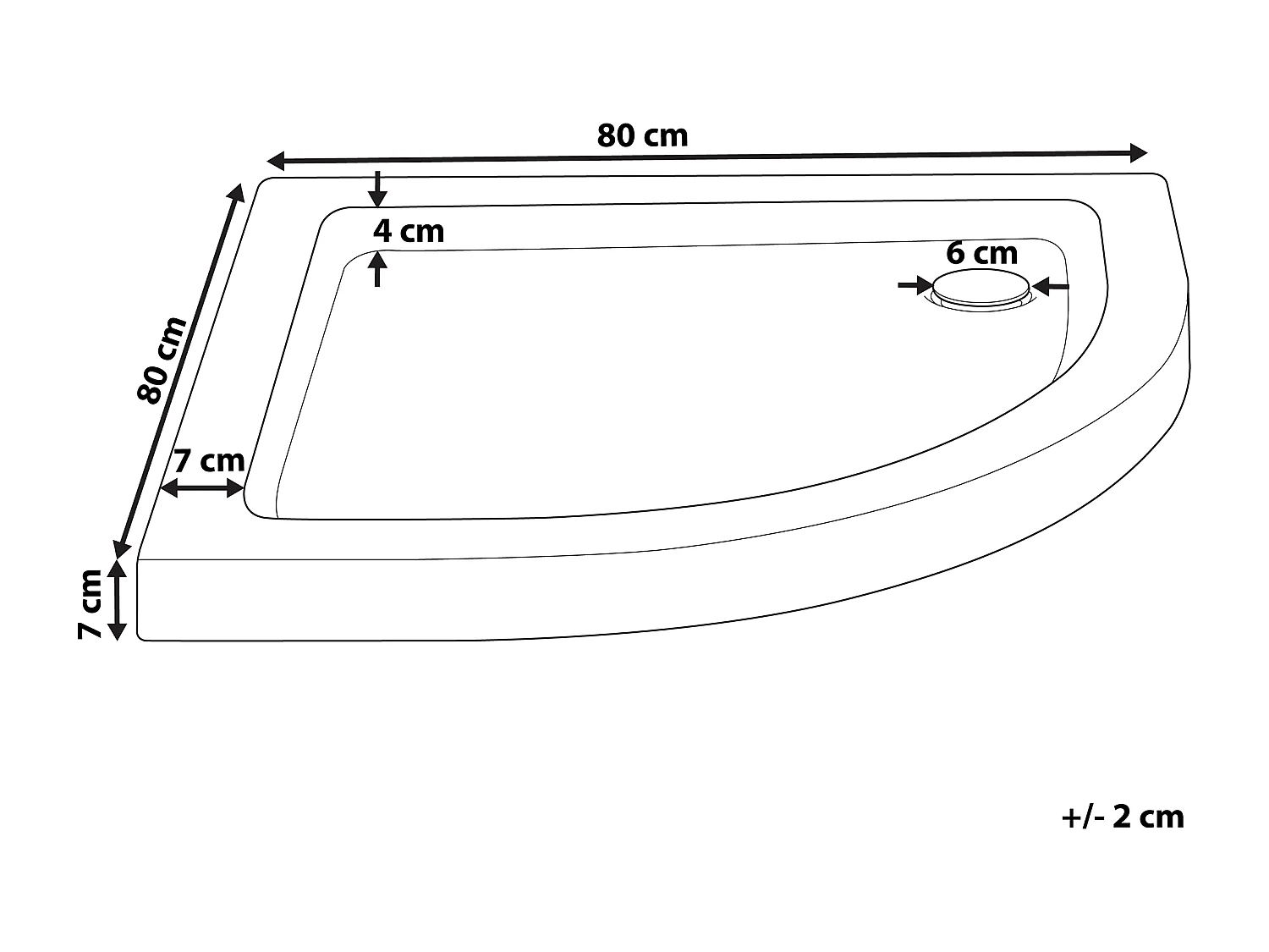 Douchebak SIUNA 80 x 80 x 7 cm Wit