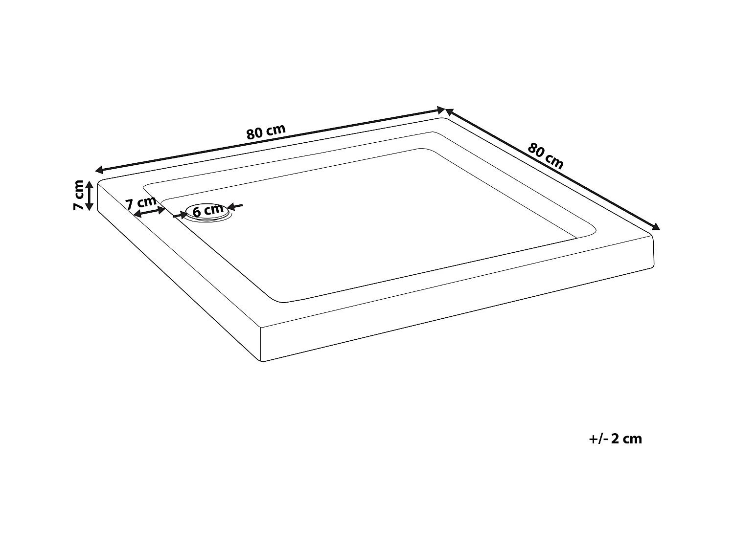 Douchebak ESTELI 80 x 80 x 7 cm Wit