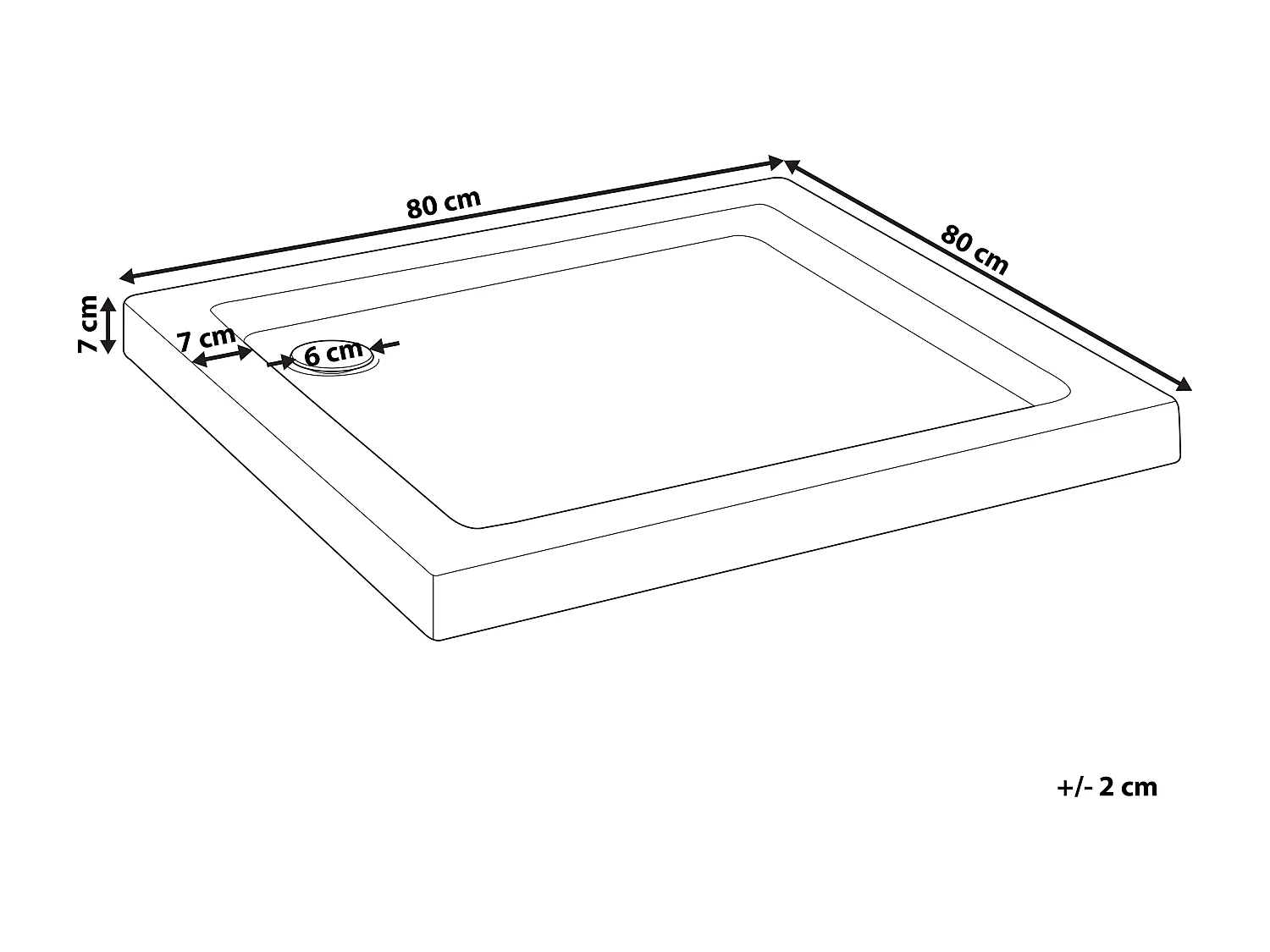 Bac de douche ESTELI 80 x 80 x 7 cm Blanc