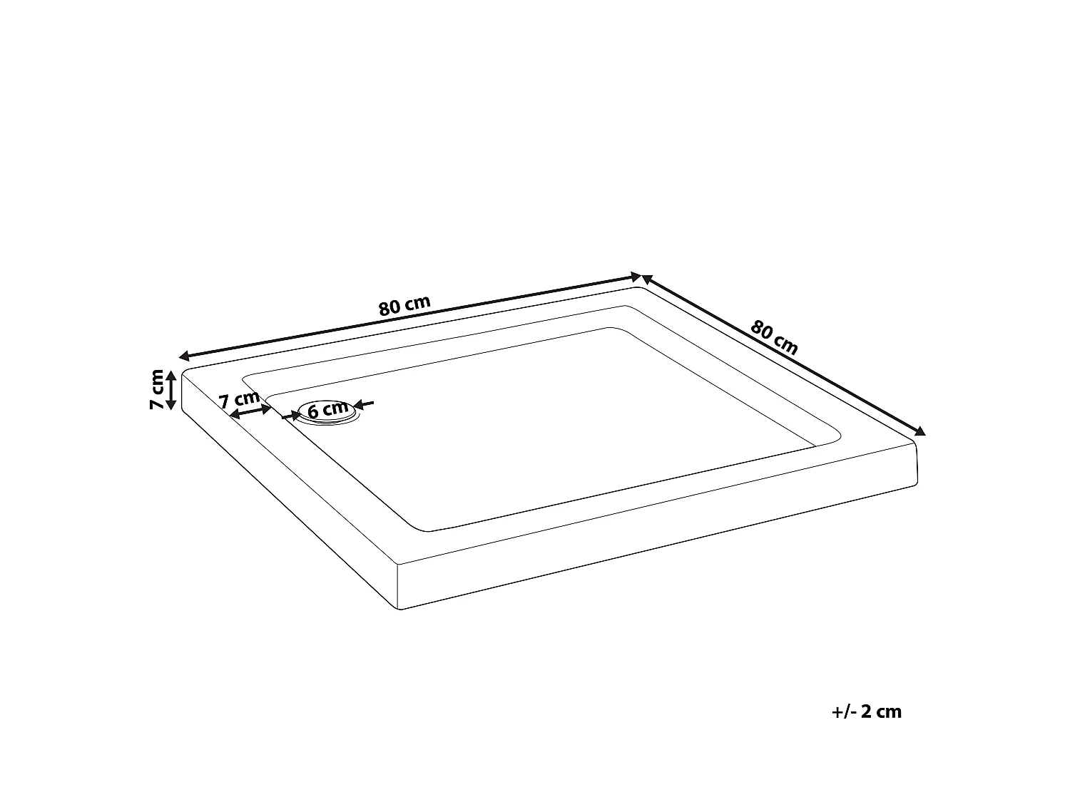 Douchebak ESTELI 80 x 80 x 7 cm Wit