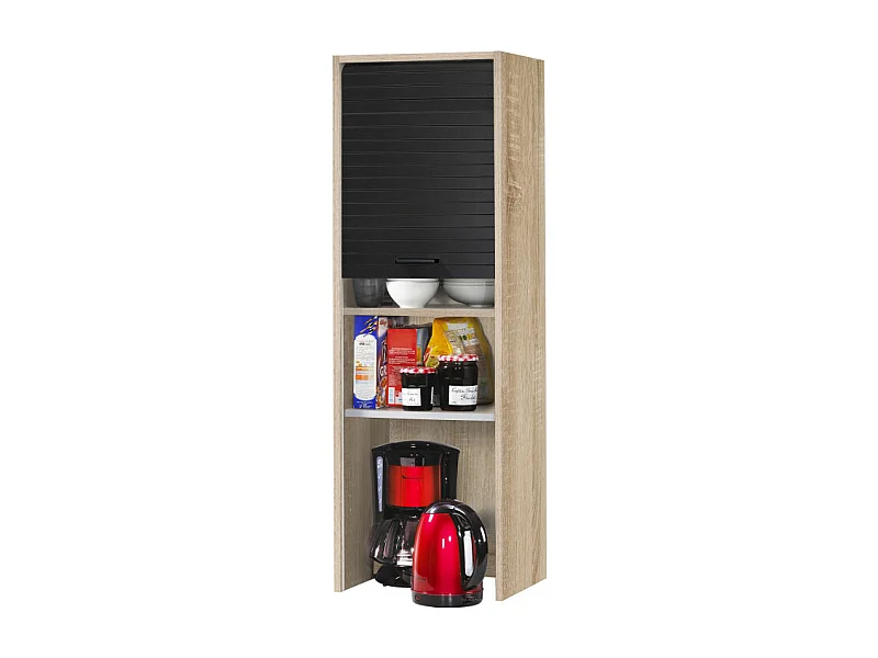 Meuble de Cuisine Haut Chêne Rideau Noir 4 Niches L 40 H 123.6 P 35 cm