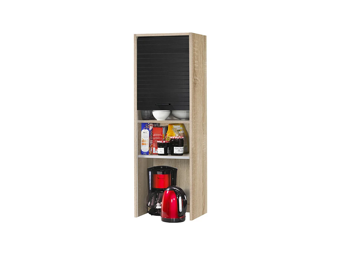 Meuble de Cuisine Haut Chêne Rideau Noir 4 Niches L 40 H 123.6 P 35 cm