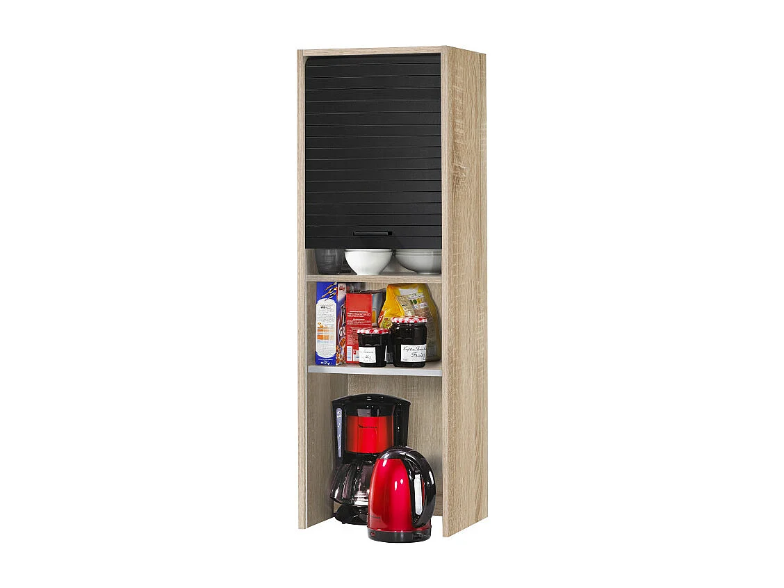 Meuble de Cuisine Haut Chêne Rideau Noir 4 Niches L 40 H 123.6 P 35 cm