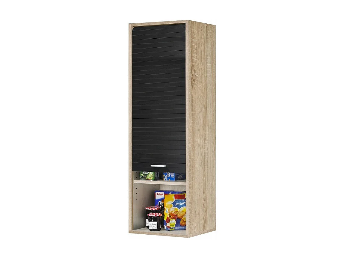 Meuble de Cuisine Haut Chêne Rideau Noir 4 Niches L 40 H 123.6 P 35 cm