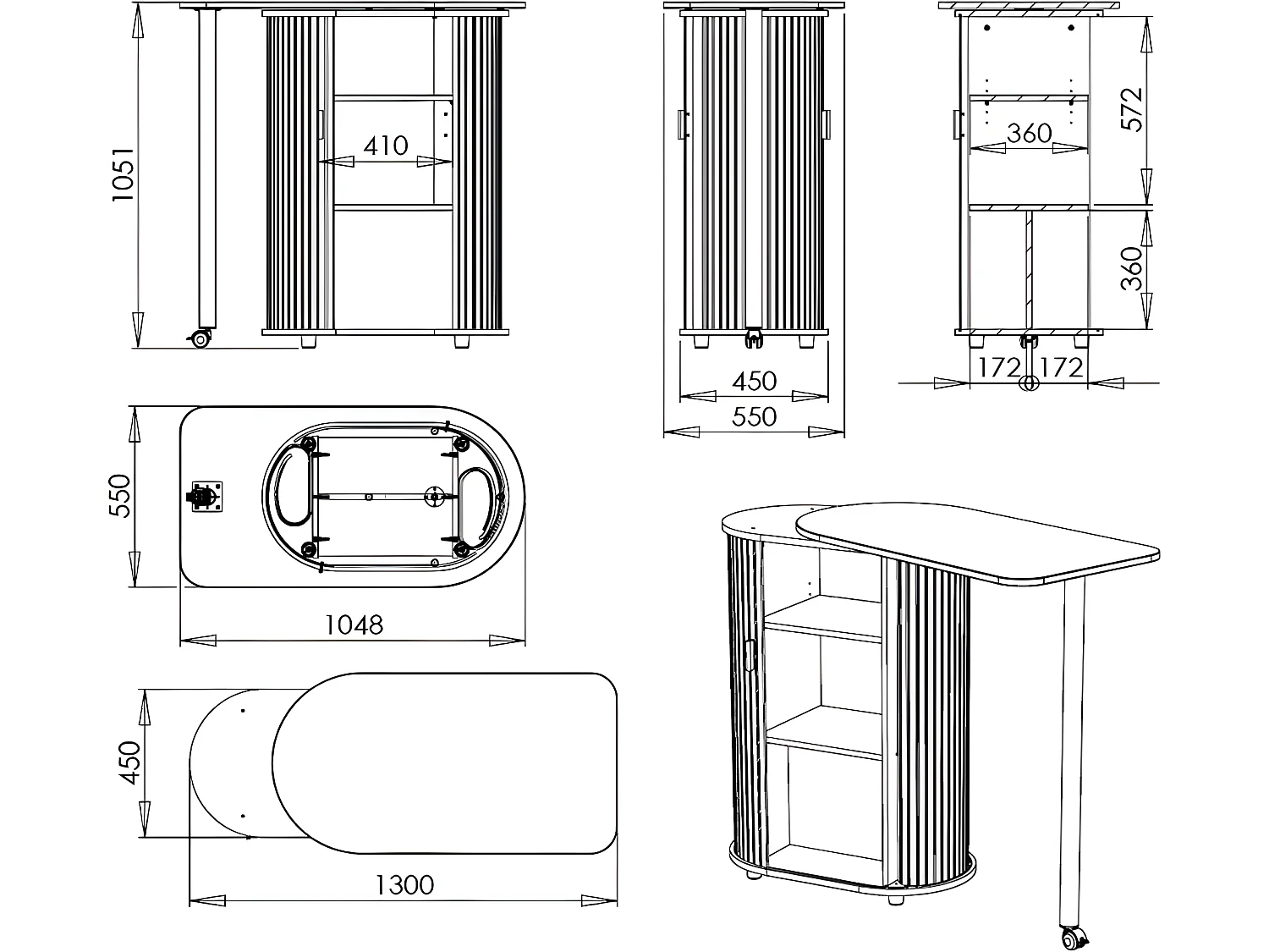 Meuble Mange-Debout Hêtre Blanc