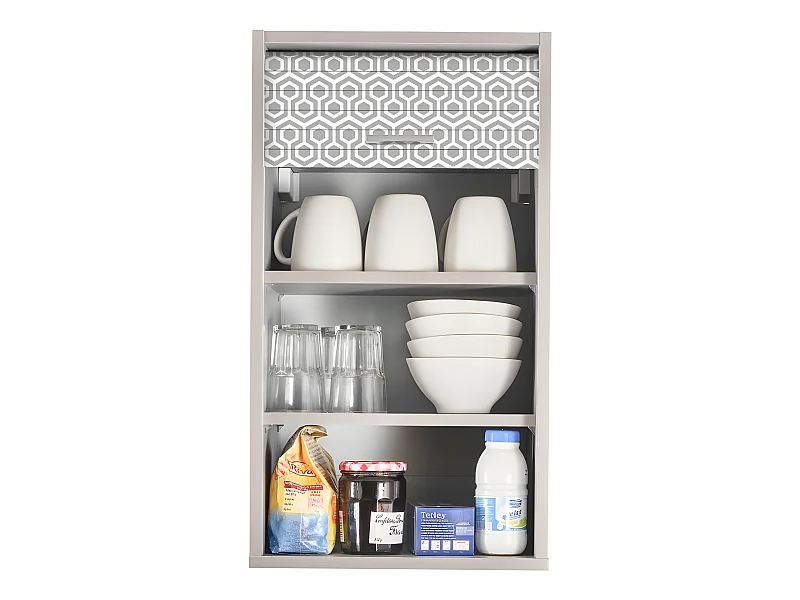 Meuble Cuisine Alu 40x72 Face Imprimée - Coloris Rideau: Hexagones Gris 521