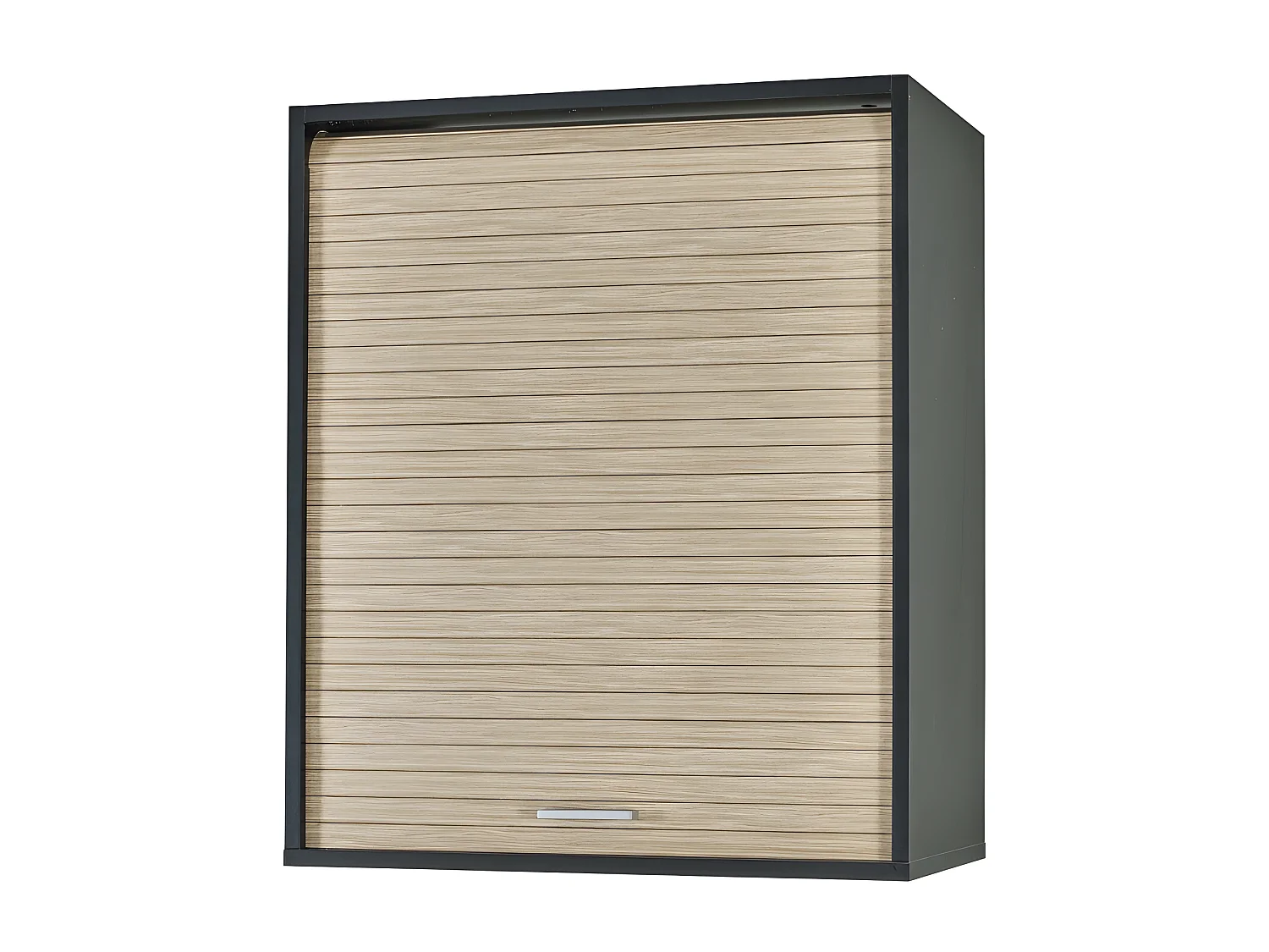 Meuble Cuisine Noir Rideau Chêne Blanc ou Alu 2 Etagères L 60 H 72 P 35 cm - Coloris: Chêne Naturel