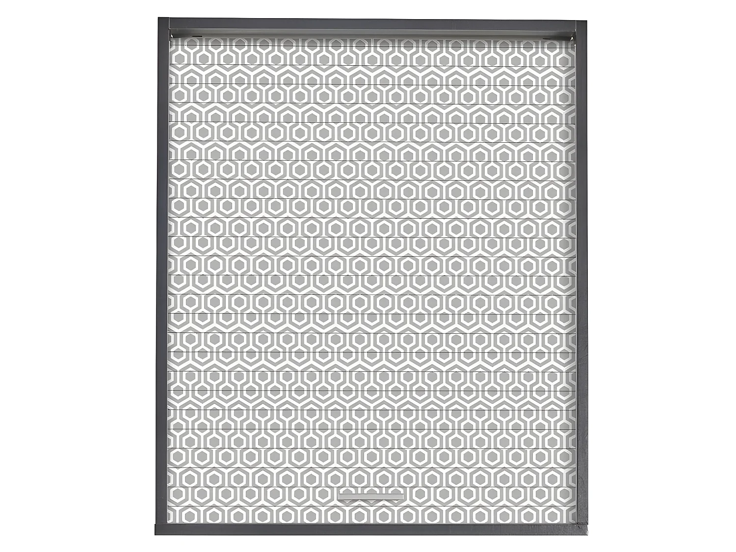 Meuble Cuisine Noir 60x72 Face Imprimée - Coloris Rideau: Hexagones Gris 521