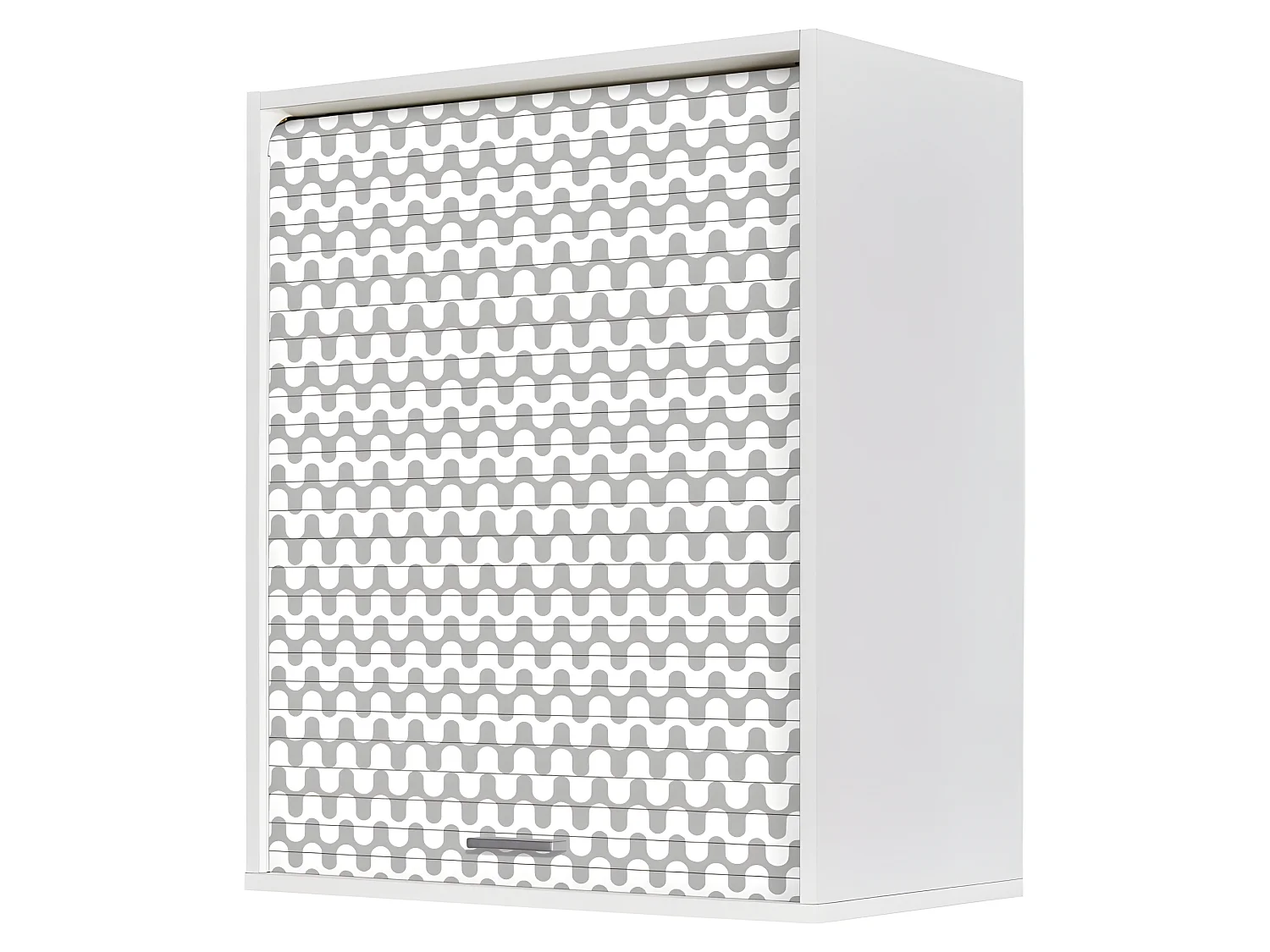 Meuble Cuisine Blanc 60x72 Face Imprimée - Coloris Rideau: Vagues Grises 810