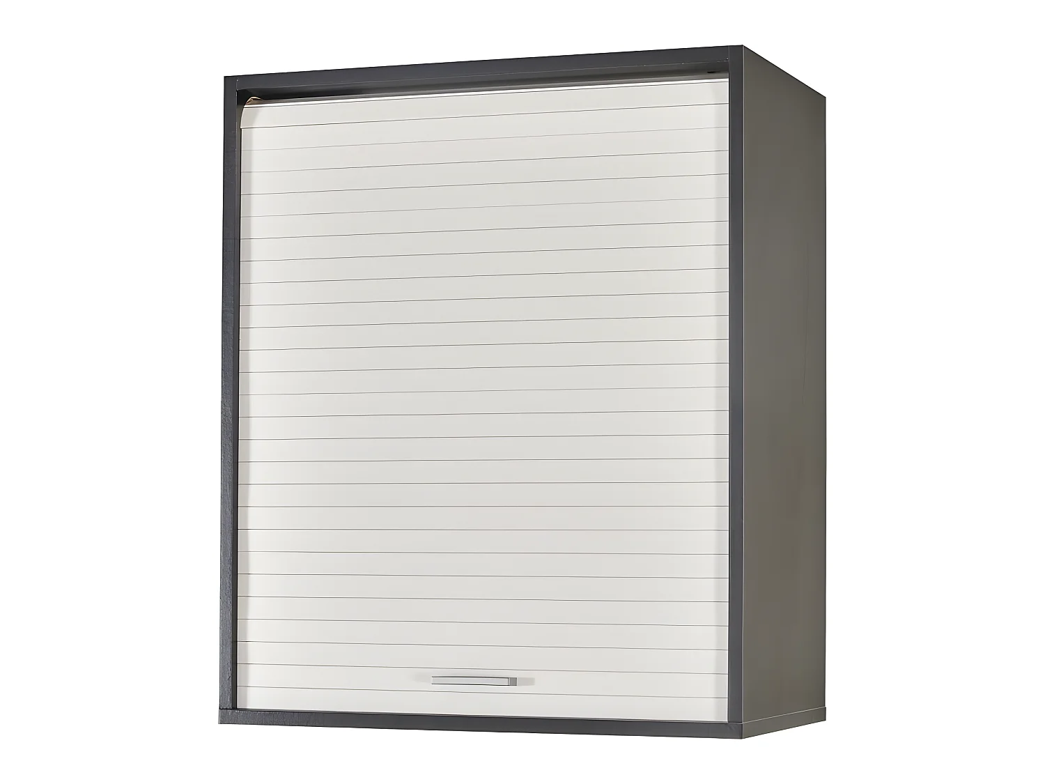 Meuble Cuisine Noir Rideau Chêne Blanc ou Alu 2 Etagères L 60 H 72 P 35 cm - Coloris: Blanc