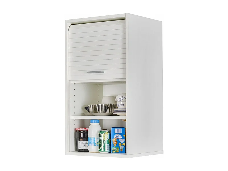 Meuble de Cuisine Blanc A Rideau 2 Etagères 40 x 72 x 35 cm