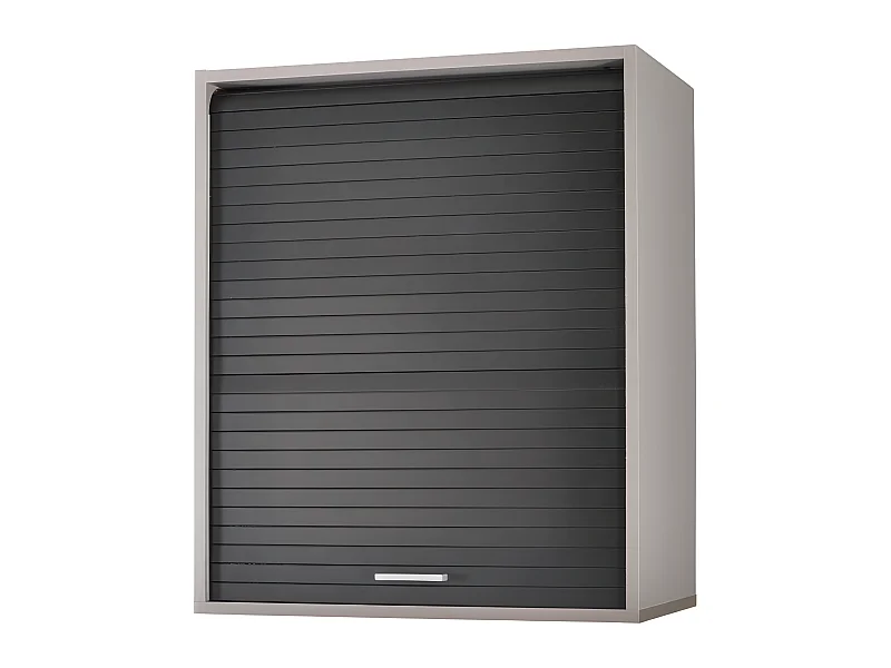 Meuble Cuisine Alu Rideau Chêne Noir ou Blanc 2 Etagères L 60 H 72 P 35 cm - Coloris: Noir