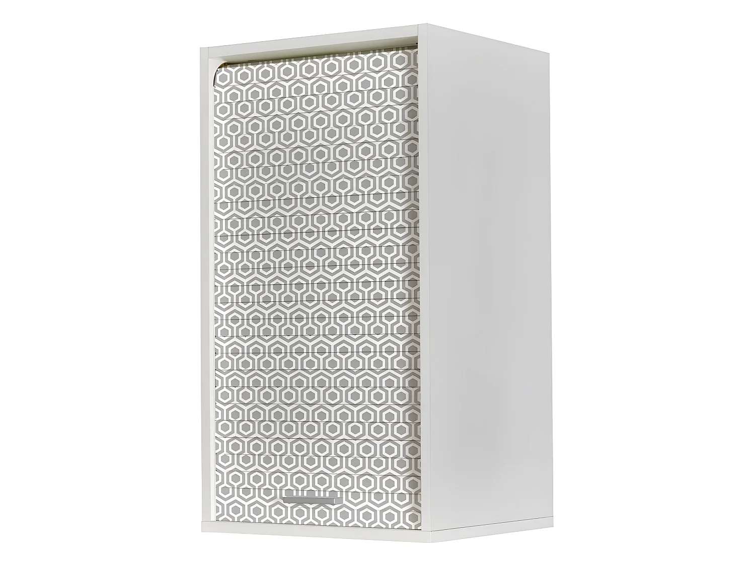 Meuble Cuisine Blanc 40x72 Face Imprimée - Coloris Rideau: Hexagones Gris 521