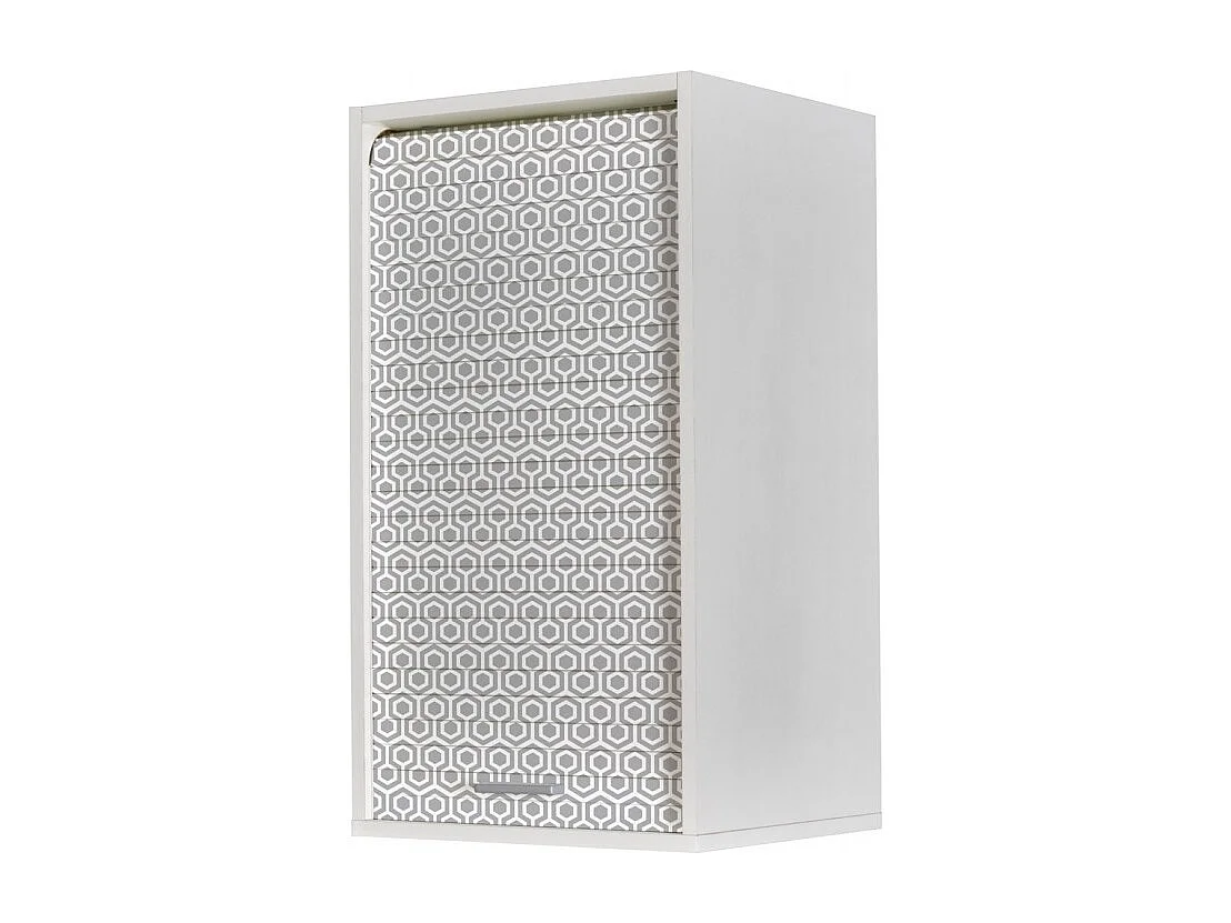 Meuble Cuisine Blanc 40x72 Face Imprimée - Coloris Rideau: Hexagones Gris 521