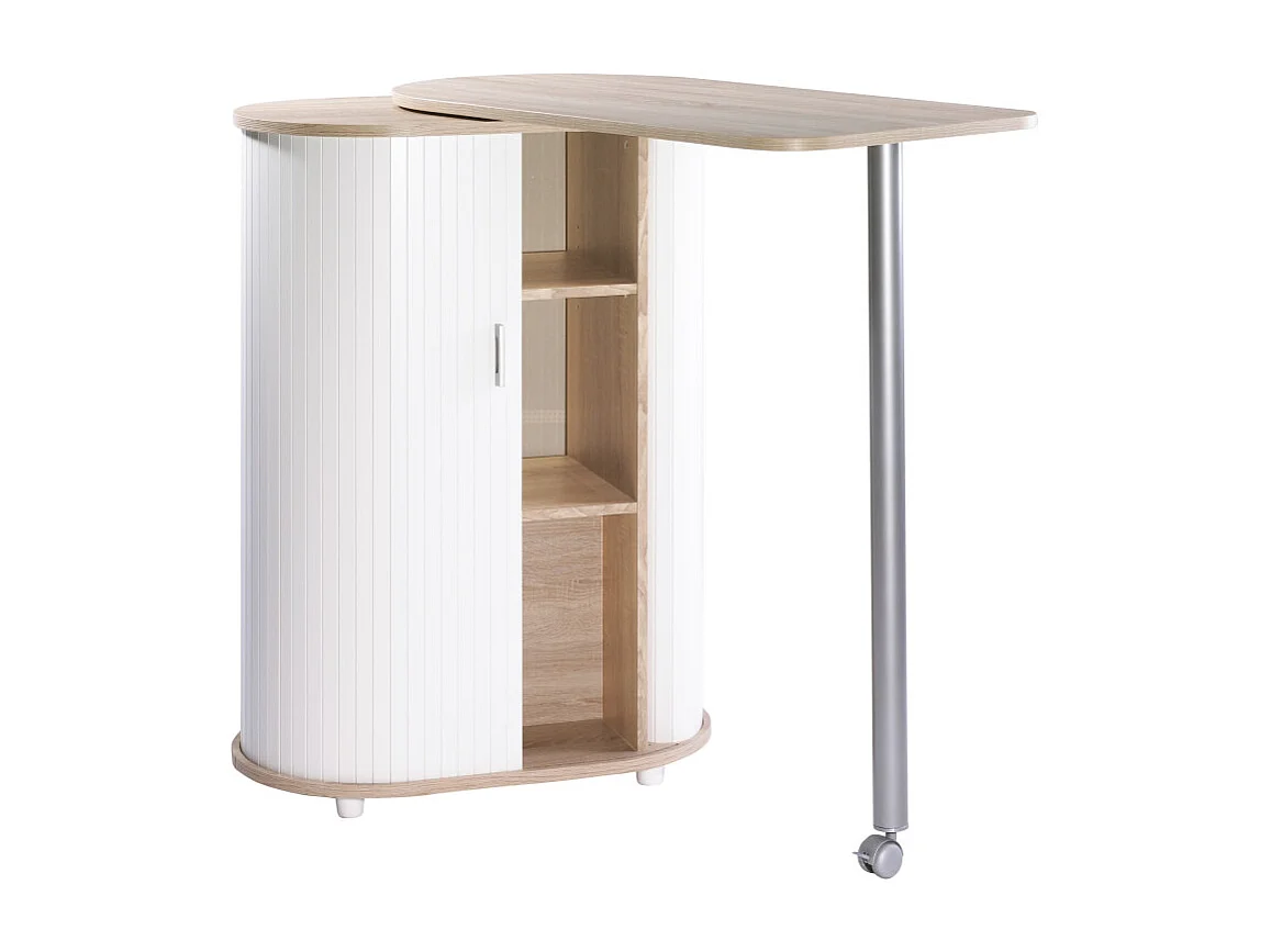 Mange-Debout Chêne Blanc Table Pivotante 3 Niches 104,8 x 105,1 x 44 cm