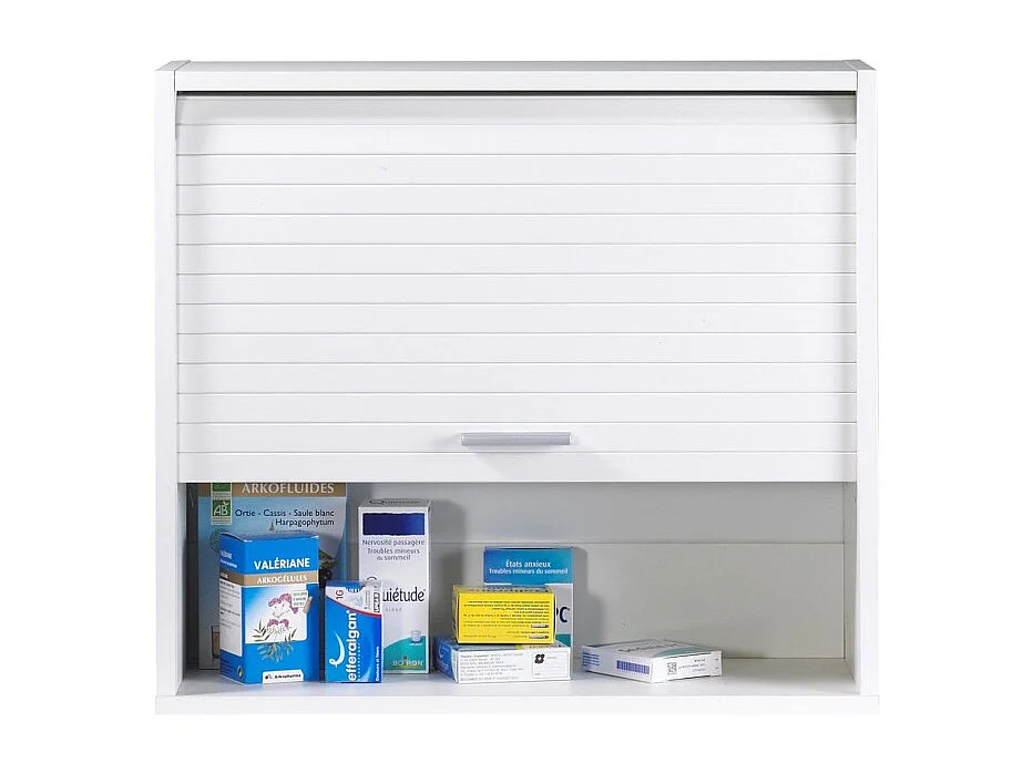 Meuble de Cuisine Blanc à Rideau 1 Etagère Largeur 60 Haut 53,6 Prof 25 cm