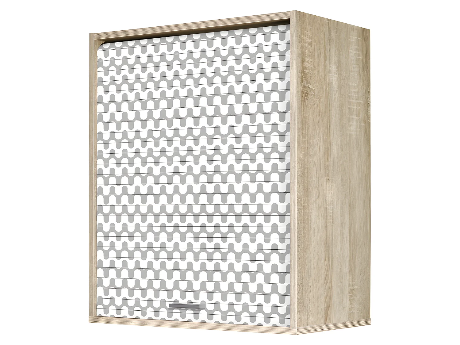 Meuble Cuisine Chêne Façade Décor 2 Etagères Largeur 60 Haut 72 Prof 35 cm - Coloris Rideau: Vagues Grises 810