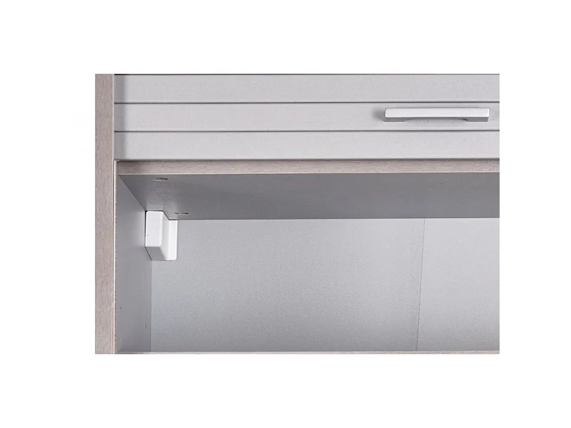 Meuble Cuisine Alu Rideau Chêne Noir ou Blanc 2 Tablettes L 40 H 72 P 35 cm - Coloris: Blanc
