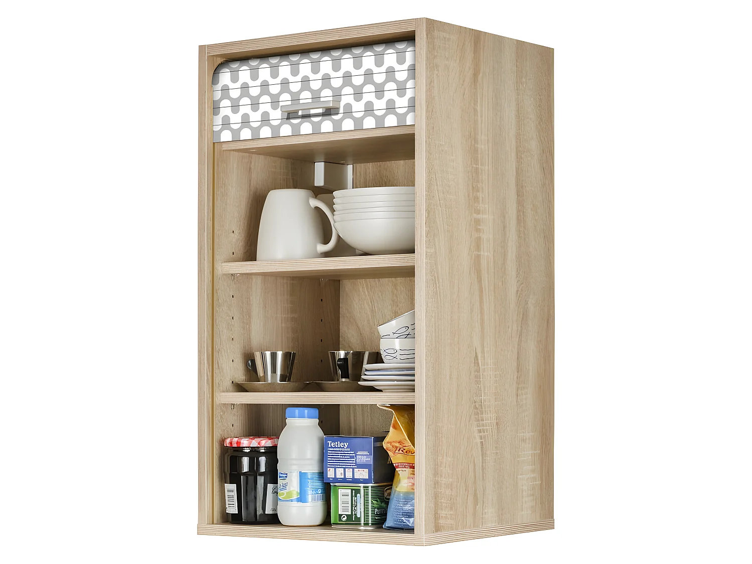 Meuble Cuisine Chêne 40x72 Face Imprimée - Coloris Rideau: Vagues Grises 810