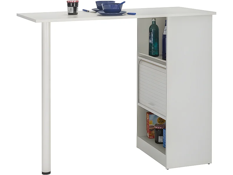 Table de Cuisine et Meuble de Rangement Blancs - Coloris: Blanc