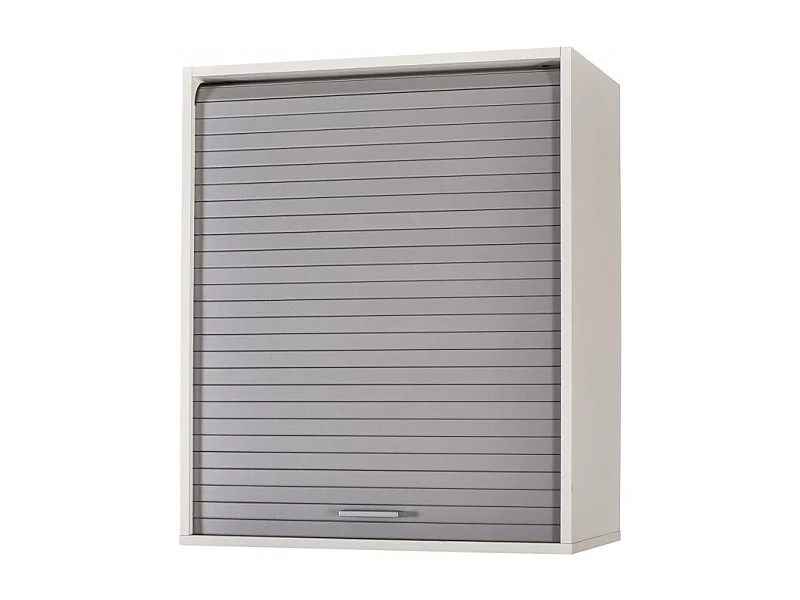 Meuble Cuisine Blanc Rideau Noir Chêne ou Alu 4 Niches L 60 H 72 P 35 cm - Coloris: Aluminium