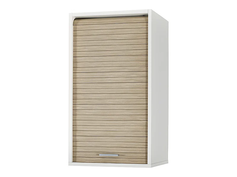 Meuble Cuisine Blanc Rideau Chêne Noir ou Alu 2 Etagères Larg 40 H 72 P 35 cm - Coloris: Chêne Naturel