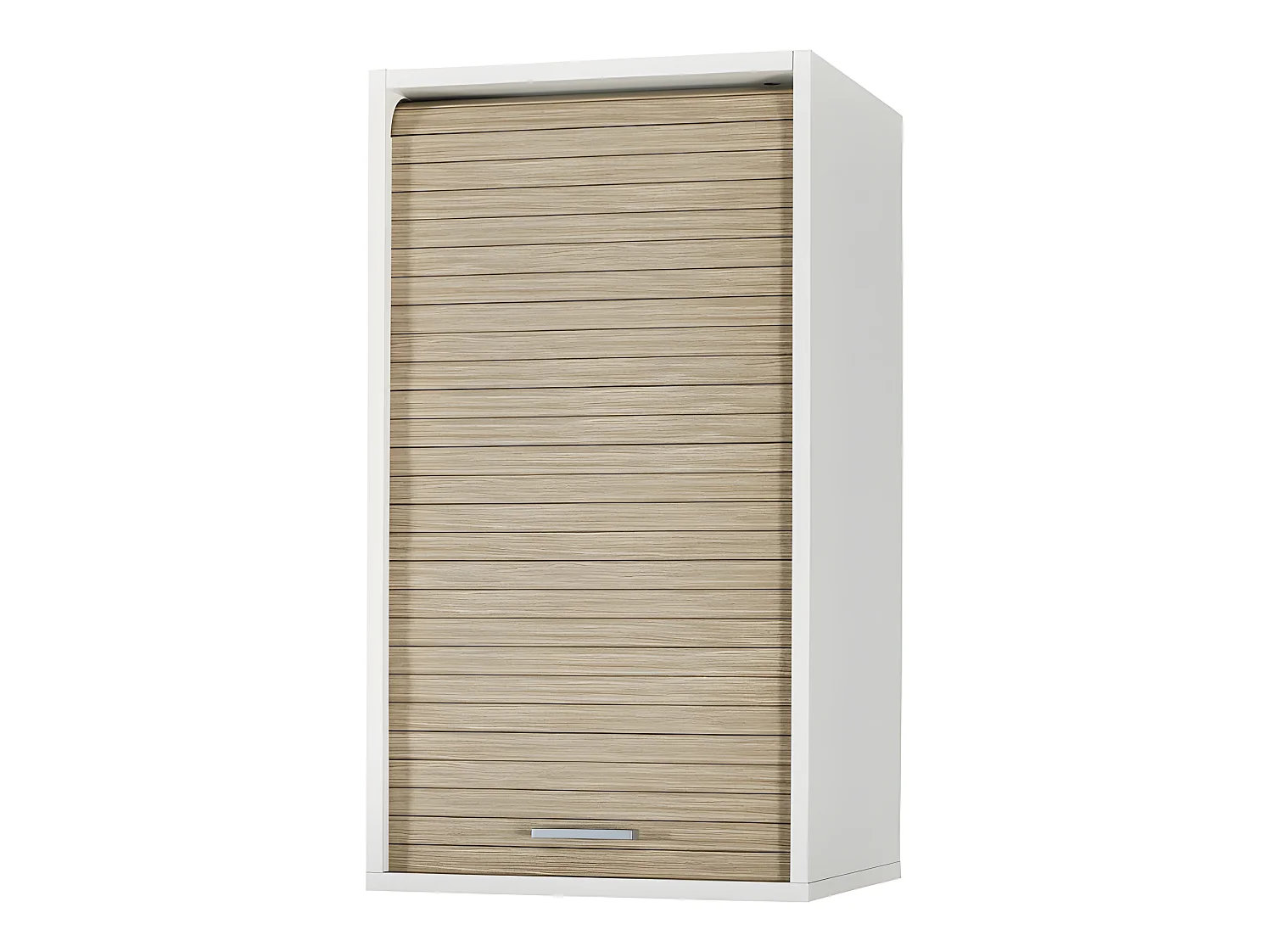 Meuble Cuisine Blanc Rideau Chêne Noir ou Alu 2 Etagères Larg 40 H 72 P 35 cm - Coloris: Chêne Naturel