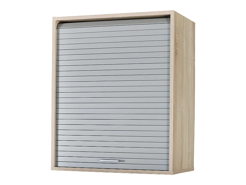 Meuble Cuisine Chêne Rideau Noir Blanc ou Alu 3 Niches L 60 H 72 P 35 cm - Coloris: Aluminium