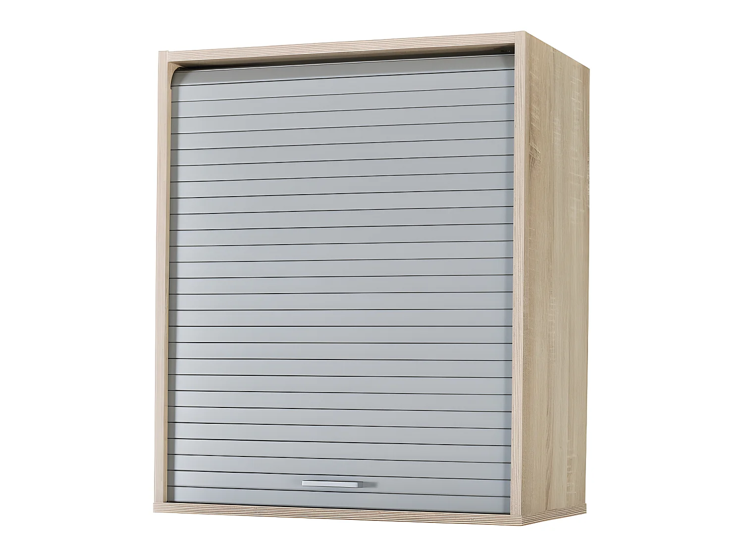 Meuble Cuisine Chêne Rideau Noir Blanc ou Alu 3 Niches L 60 H 72 P 35 cm - Coloris: Aluminium