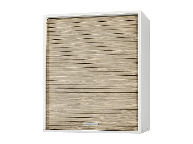 Meuble Cuisine Blanc Rideau Noir Chêne ou Alu 4 Niches L 60 H 72 P 35 cm - Coloris: Chêne Naturel