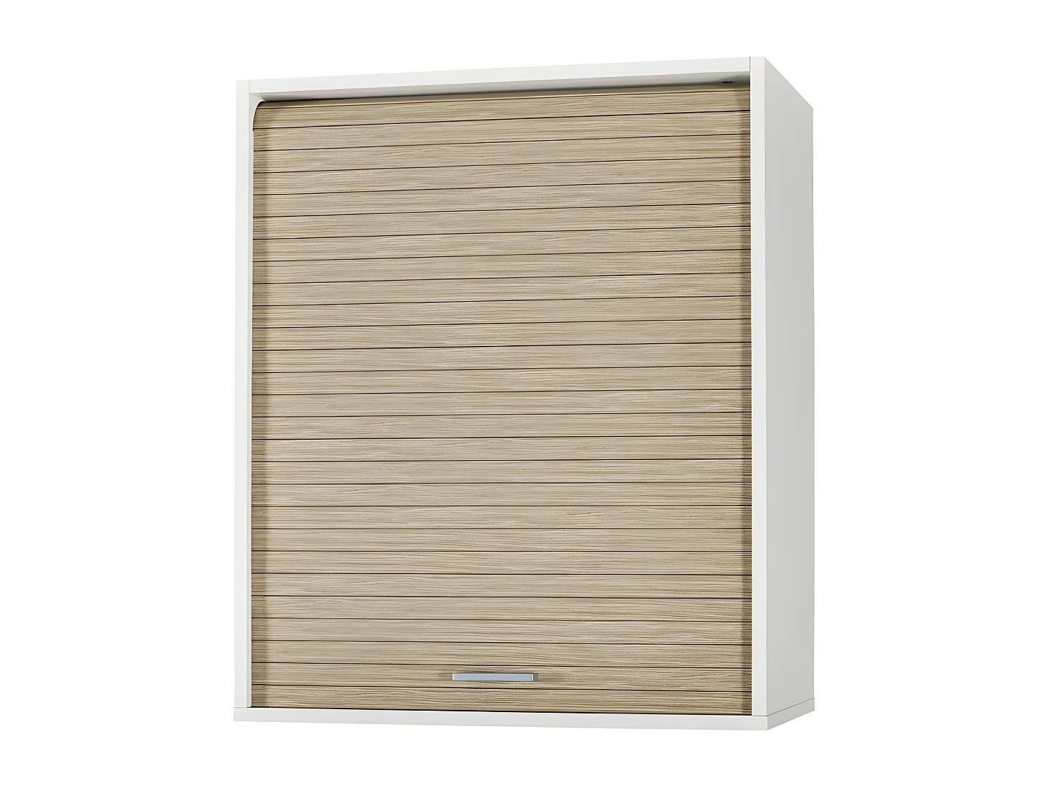 Meuble Cuisine Blanc Rideau Noir Chêne ou Alu 4 Niches L 60 H 72 P 35 cm - Coloris: Chêne Naturel