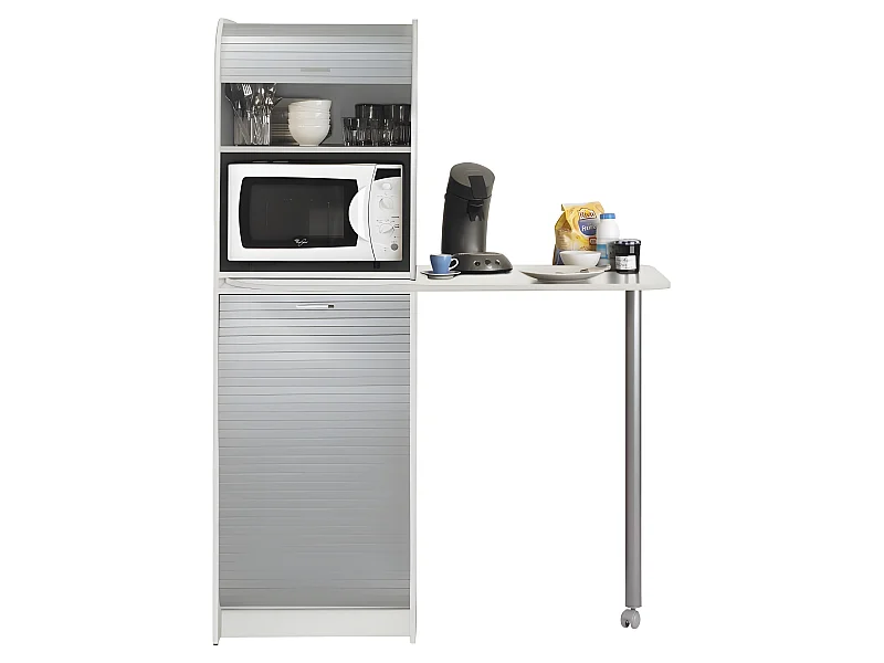 Table de Cuisine et Meuble de Rangement Blanc Alu