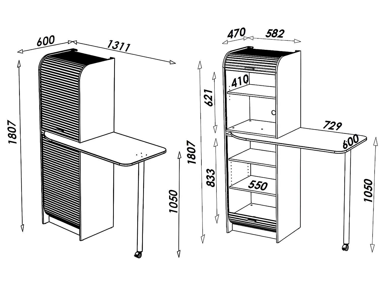 Table de Cuisine et Meuble de Rangement Blanc Alu
