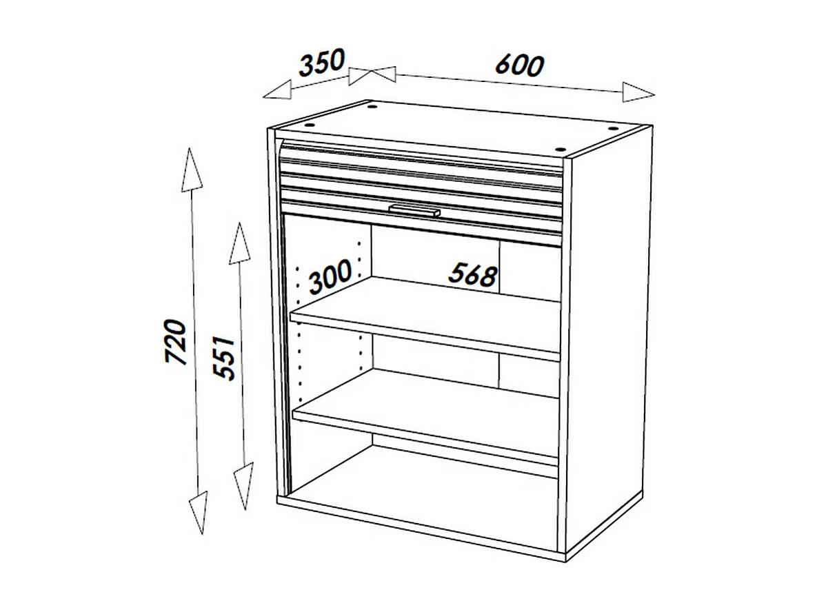 Meuble de Cuisine Chêne 2 Etagères L 60 H 72 P 35 cm