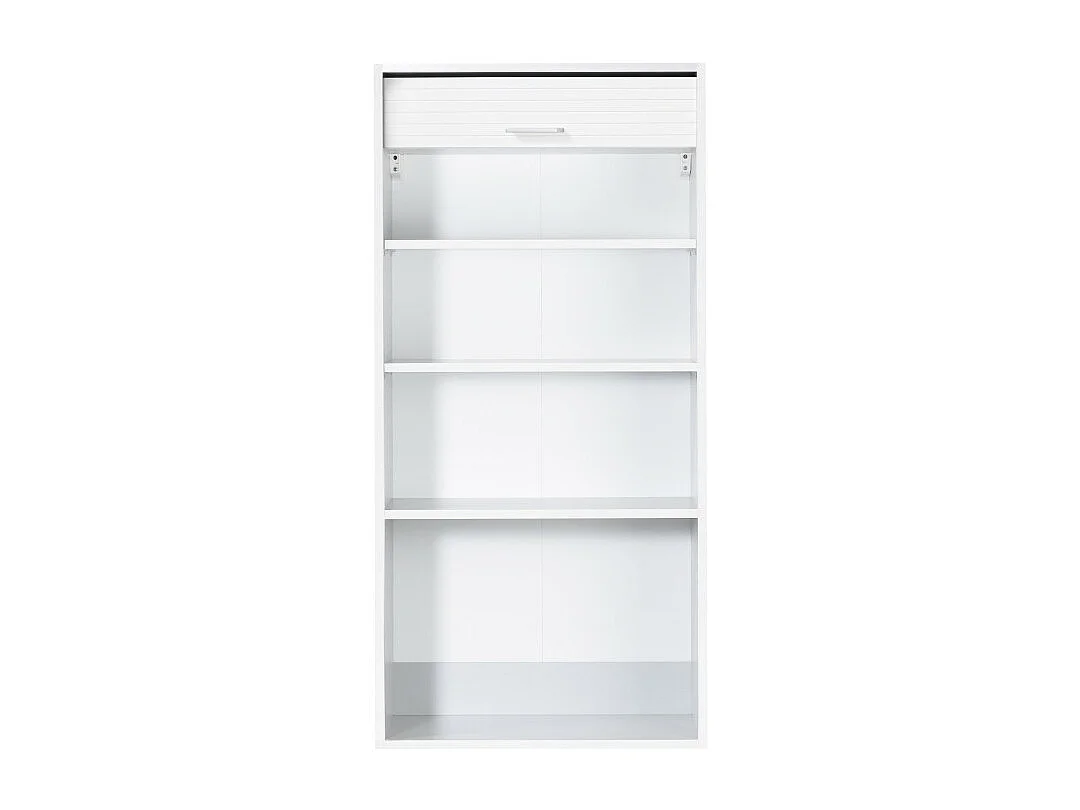 Meuble de Cuisine Haut Blanc 3 Tablettes 1 Rideau L 60 H 123.6 P 35 cm