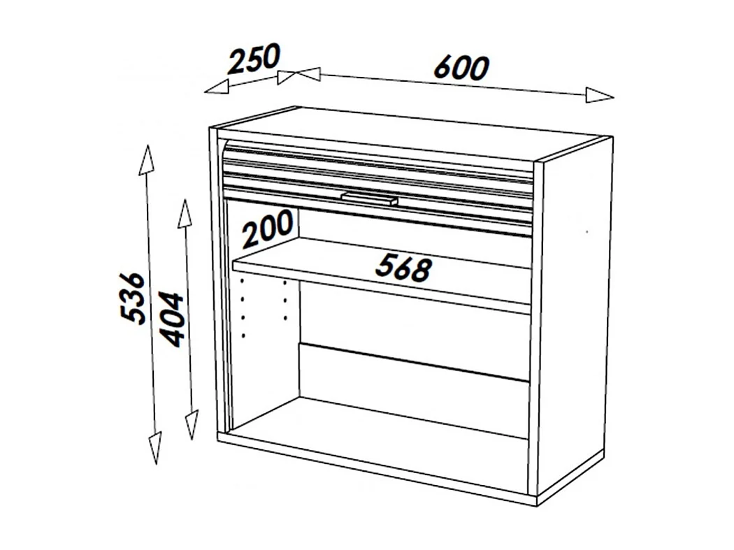 Meuble Cuisine Alu 1 Rideau 1 Etagère Largeur 60 H 53.6 P 25 cm
