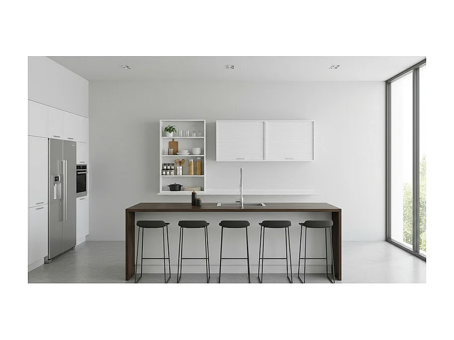 Meuble de Cuisine Haut Blanc 2 Etagères L 60 cm H 72 cm P 35 cm