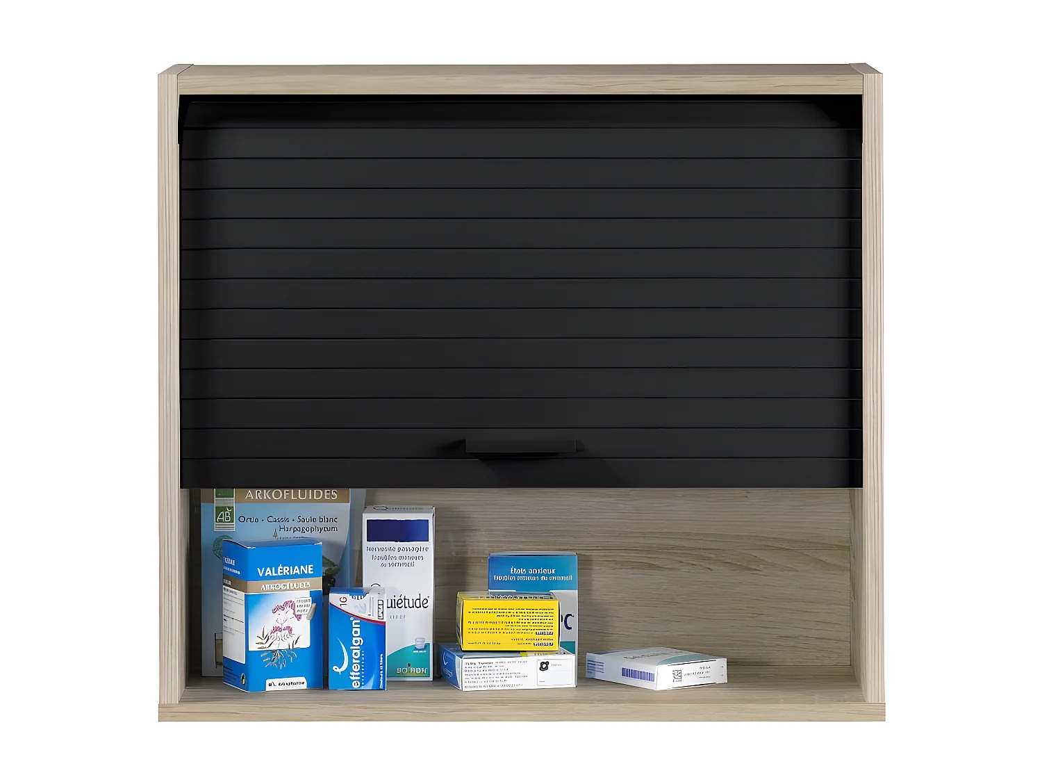 Meuble Cuisine Chêne Rideau Noir 1 Etagère Larg 60 Haut 53.6 Prof 25 cm