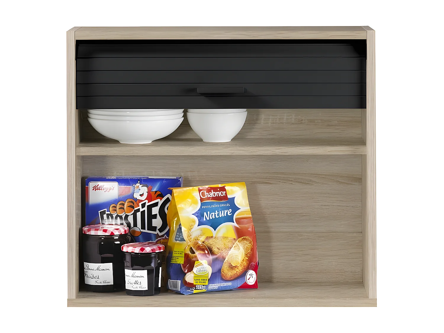 Meuble Cuisine Chêne Rideau Noir 1 Etagère Larg 60 Haut 53.6 Prof 25 cm