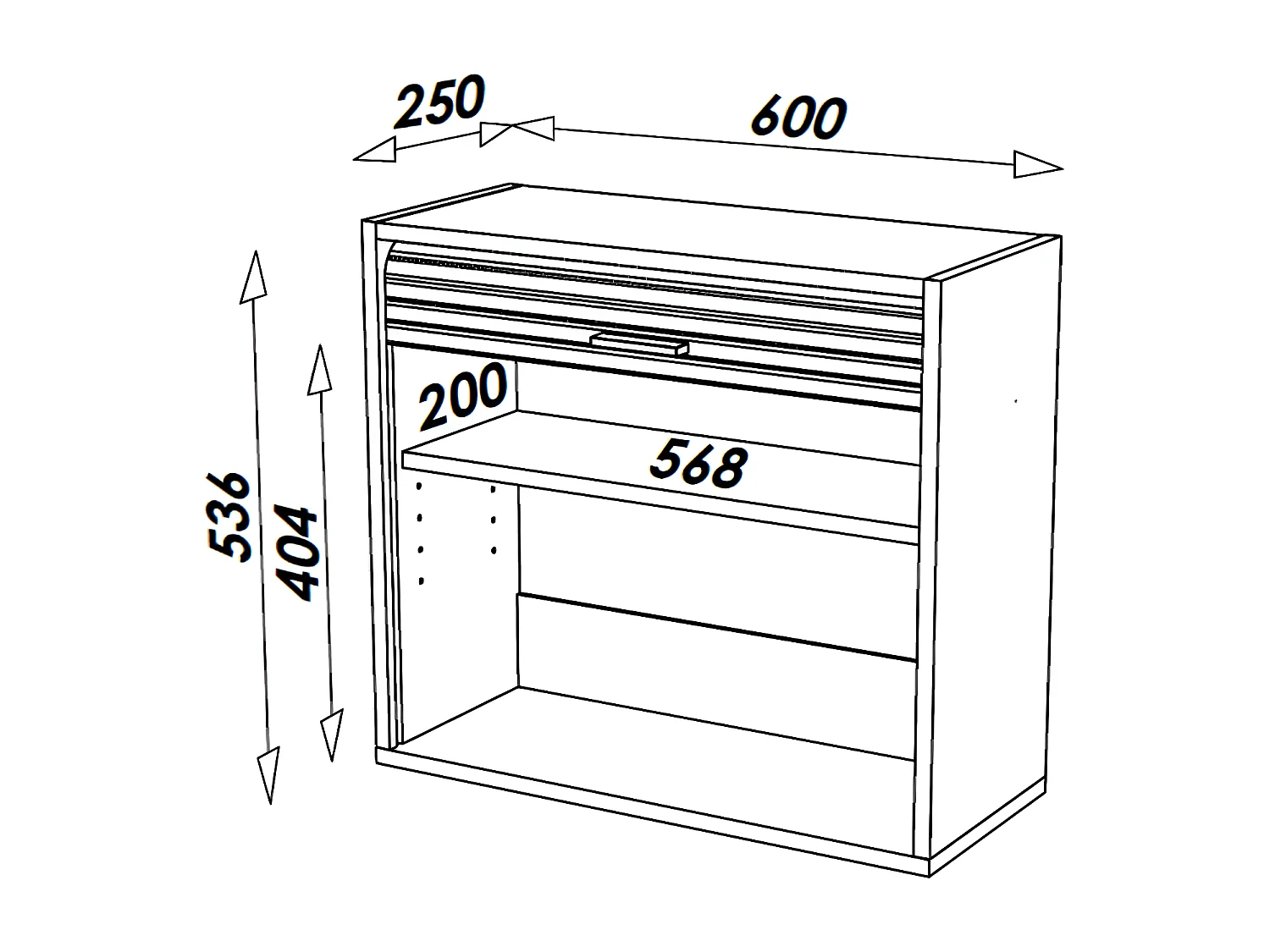 Meuble Cuisine Chêne Rideau Noir 1 Etagère Larg 60 Haut 53.6 Prof 25 cm