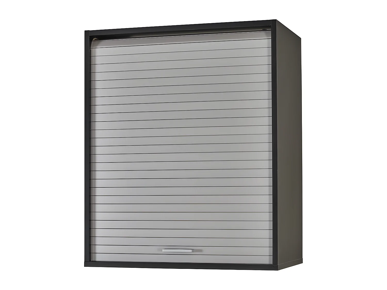 Meuble Cuisine Noir Rideau Chêne Blanc ou Alu 2 Etagères L 60 H 72 P 35 cm - Coloris: Aluminium