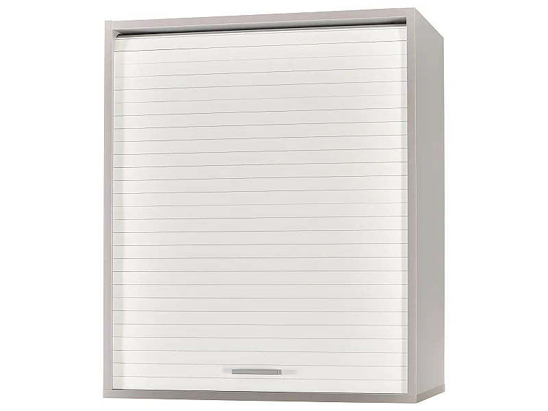 Meuble Cuisine Alu Rideau Chêne Noir ou Blanc 2 Etagères L 60 H 72 P 35 cm - Coloris: Blanc