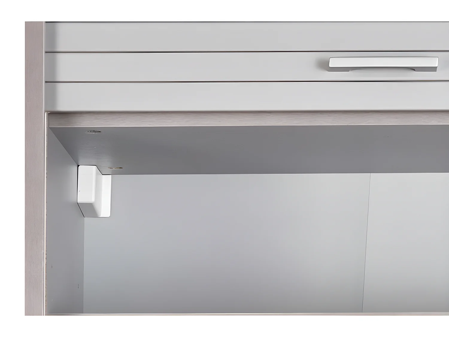 Meuble Cuisine Alu Rideau Chêne Noir ou Blanc 2 Etagères L 60 H 72 P 35 cm - Coloris: Blanc