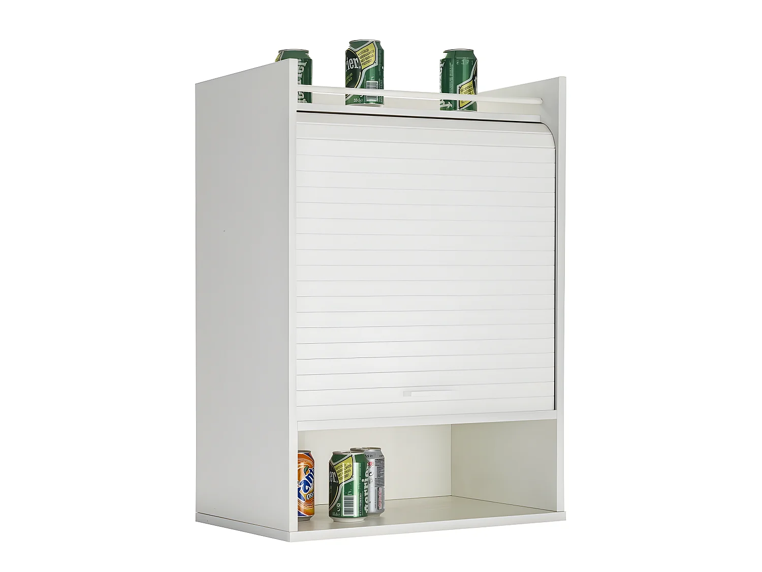 Meuble de Cuisine Blanc Rideau Noir ou Blanc 4 Niches L 54 H 76.6 P 35.4 cm - Coloris: Blanc