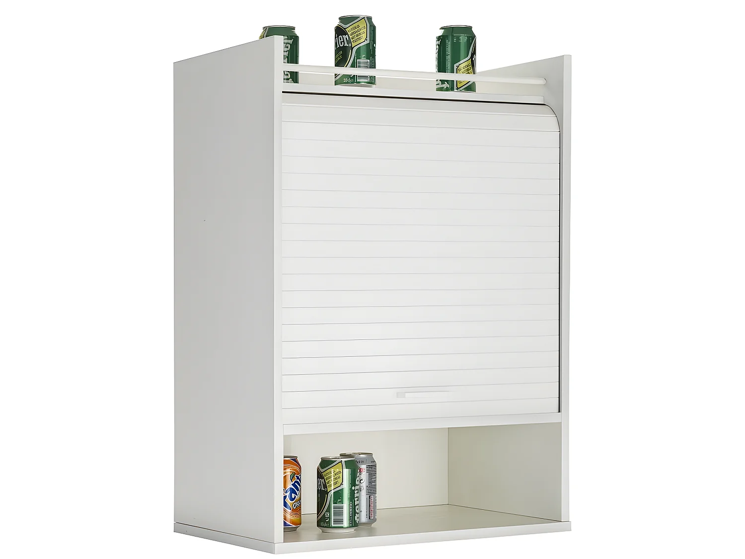 Meuble de Cuisine Blanc Rideau Noir ou Blanc 4 Niches L 54 H 76.6 P 35.4 cm - Coloris: Blanc