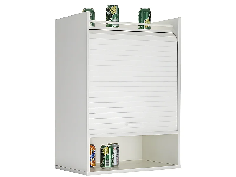 Meuble de Cuisine Blanc Rideau Noir ou Blanc 4 Niches L 54 H 76.6 P 35.4 cm - Coloris: Blanc