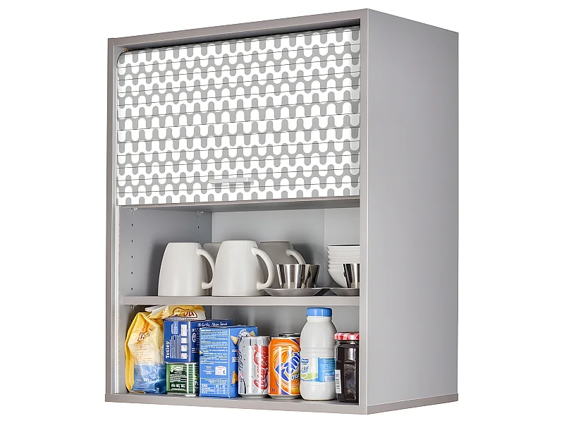 Meuble Cuisine Alu 60x72 Face Imprimée - Coloris Rideau: Vagues Grises 810