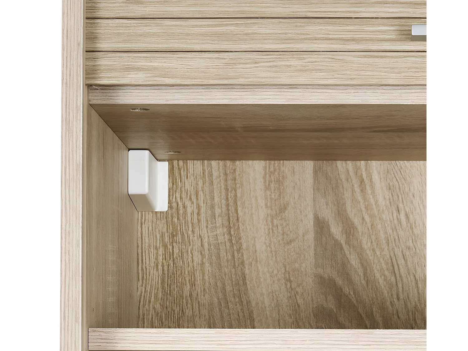 Meuble Cuisine Chêne Rideau Noir Blanc ou Alu 3 Niches L 60 H 72 P 35 cm - Coloris: Blanc