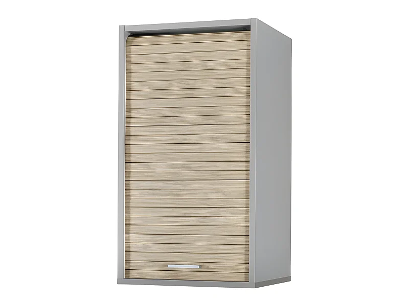 Meuble Cuisine Alu Rideau Chêne Noir ou Blanc 2 Tablettes L 40 H 72 P 35 cm - Coloris: Chêne Naturel